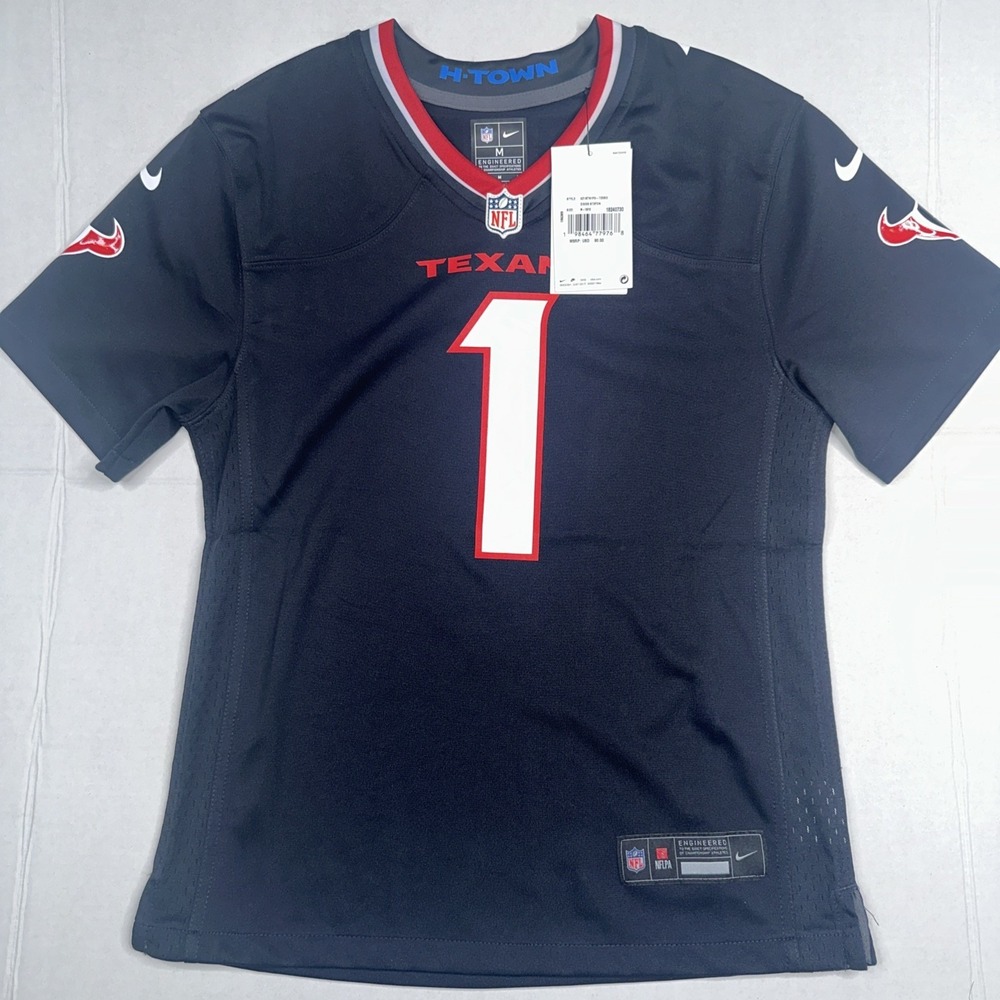 Houston Texans Stefon Diggs #1 Nike NFLPA Jersey Boys Medium Black Short Sleeve.